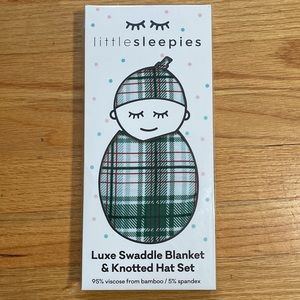 Little Sleepies Baby Christmas Swaddle Blanket & Hat Set, NEW